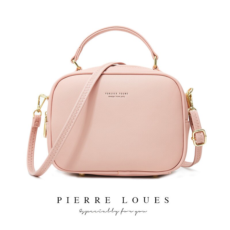 Vintage Crossbody PU Leather Cell Phone Shoulder Bag Messenger Bags Daily Use For Women Wallet HandBags: pink