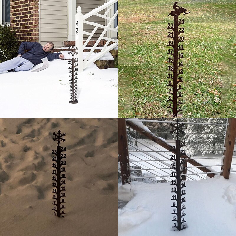 Garden Snow Meter Ornaments Motorcycle Pattern Snow Depth Gauge Snowfall Meter Snow Ruler Snow Detector Snow Height Measurer