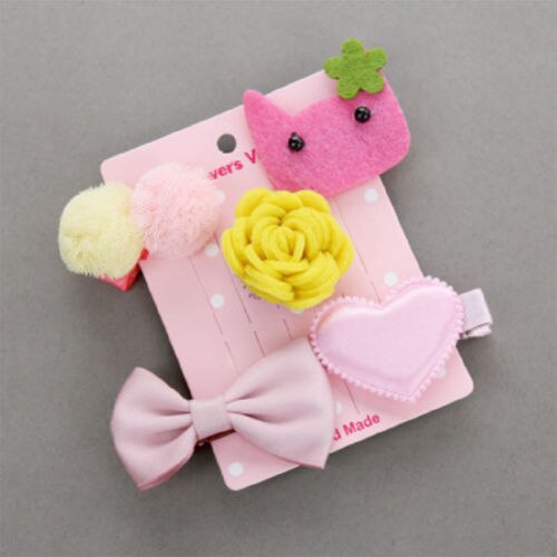 6pz/5pz Del bambino Tornante clip di Capelli Della Ragazza dell'arco Del Fiore mini Barrettes stella Bambini infante noi: bianca