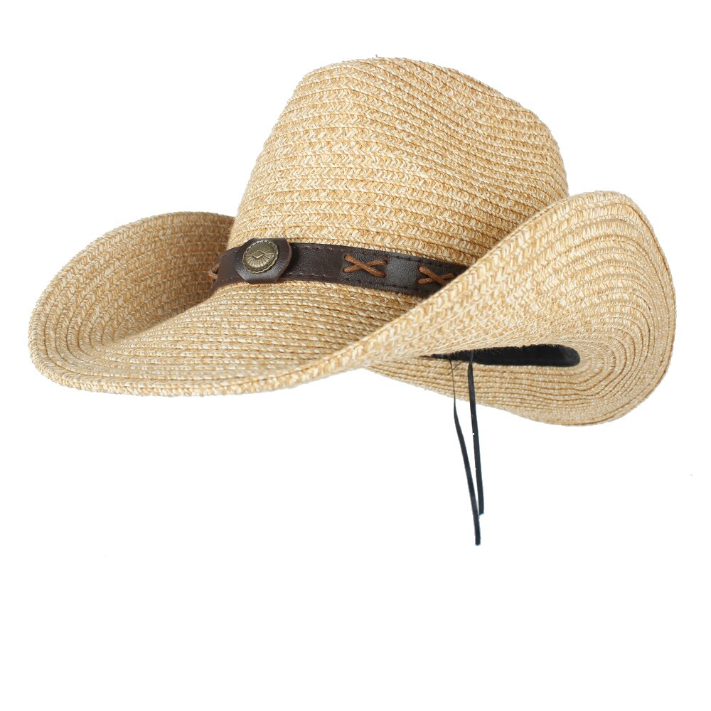 Frauen der Männer der Sommer Stroh Strand Breiter Krempe Cowboy Western Cowgirl Hütte Sombrero hombre Strand Cowgirl Jazz Sonnenhut