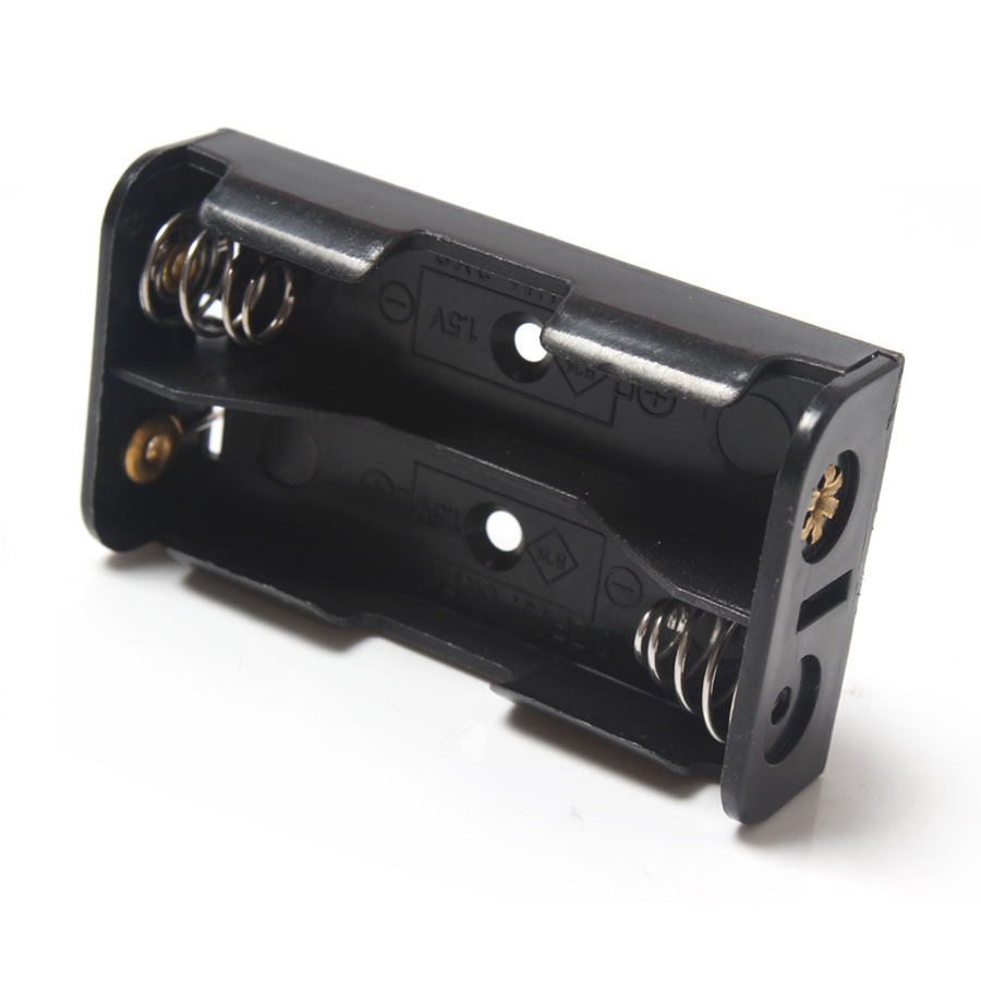 1Pcs Plastic 3V Output 2 x AA Battery Holder Spring Clip Black 2Slot Battery Box With Pin For Soldering Connecting