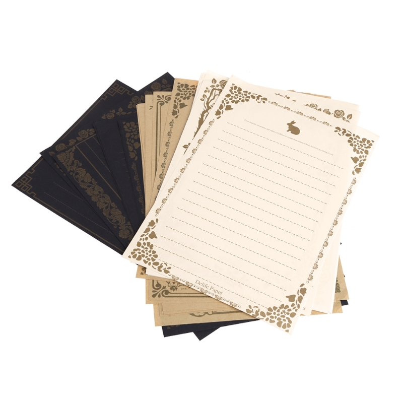 8 Sheets Vintage Retro Writing Stationery Paper Pad Note Letter Set