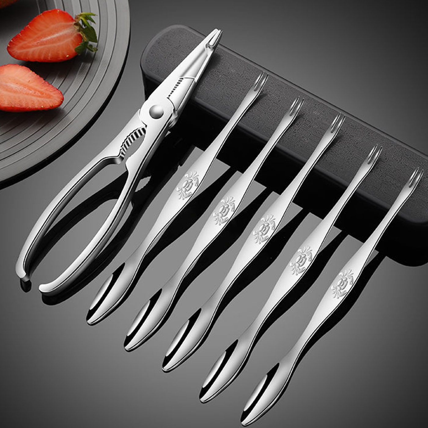 Seafood Tool Set Stainless Steel Crab Tool Durable Practical Lobster Crab Claw Cracker Leg Fork Picks Spoons Kitchen Accessories