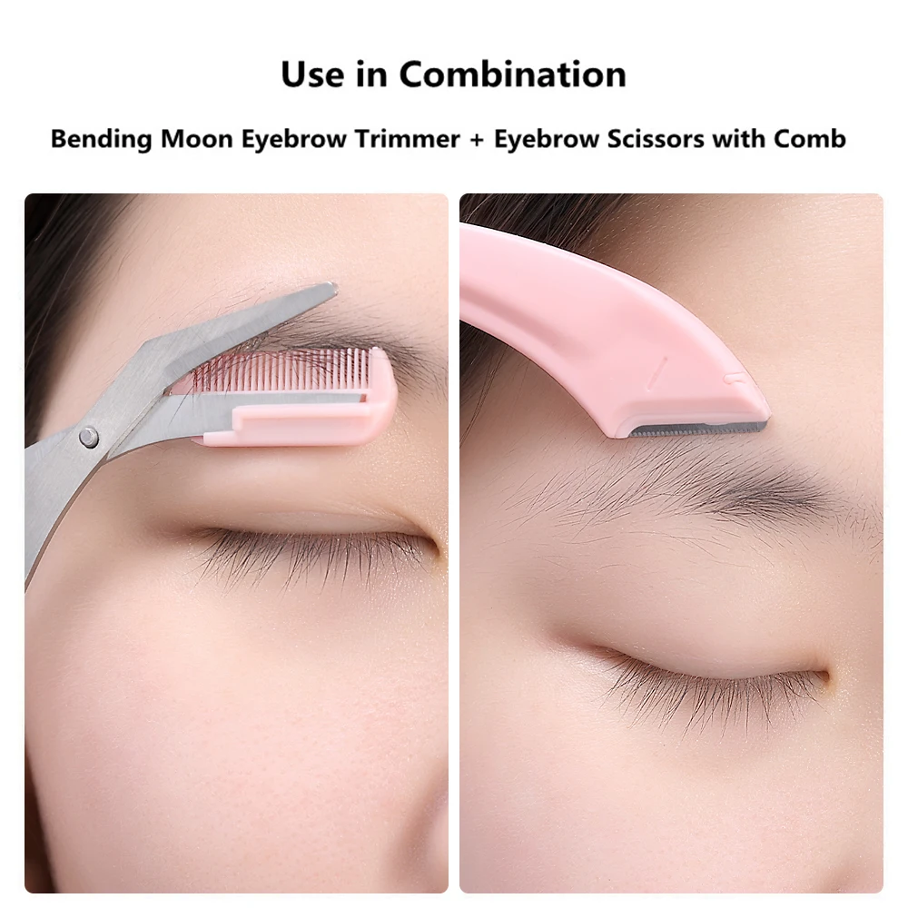 1-10 Stuks Meniscus Wenkbrauw Blade Set Vrouwen Wenkbrauw Schaar Met Kam Rvs Makeup Tools Mini Blade Brow trimmer Schraper