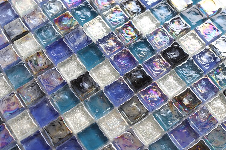 Sugar White Purple Blue Glass Mosaic Tile Backsplash JMFGT2010 Bathroom Kitchen Backsplash Glass Wall Tiles