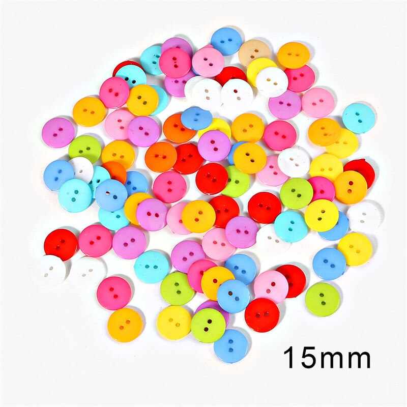 6/9/10/11/12/15/20MM Round Resin Button 2 Holes Sewing Button Scrapbooking Decoration Apparel Crafts DIY Clothes Accessories: 15x2.4mm 50pcs