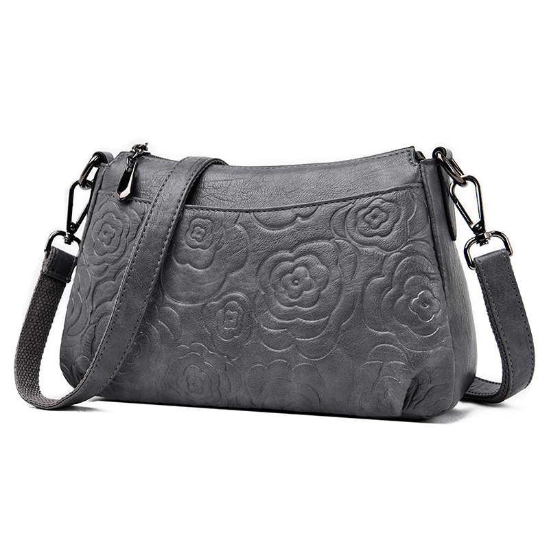 Bolsos de flores de lujo para mujer, bolsos de mano de , bolsos de mensajero de piel para mujer, Bolsos De Mujer, bolso bandolera de: Gris