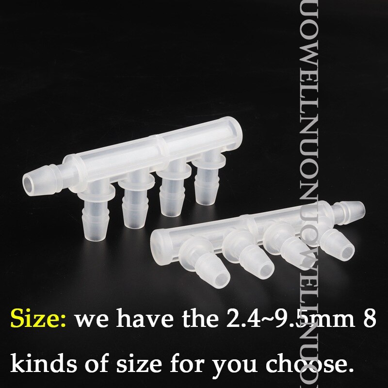 10Pcs 2.4~9.5mm PP 5-Way Connector Food Grade Equal Dia Side FIve-Ways Joint Garden Irrigation Pipe Joints Aquarium Tank Adapter