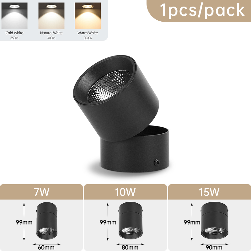 Spot led downlight sammenleggbar taklampe spotlight led-lampe 7w 10w 15w downlight for kjøkken interiør utenpåliggende: Blå / 4w / Svart