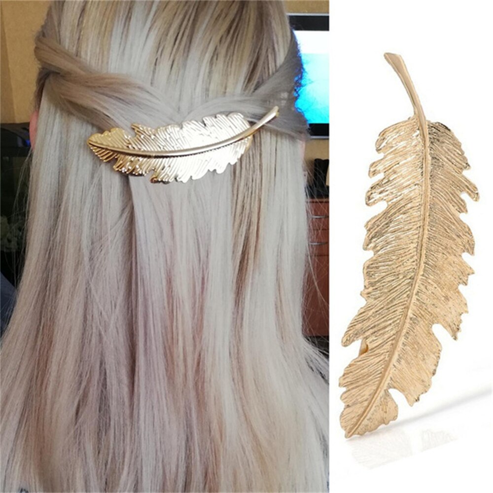 Kvinner blad fjær hår klips hårnål hårspenne bobby pins hår tilbehør dame fest smykker