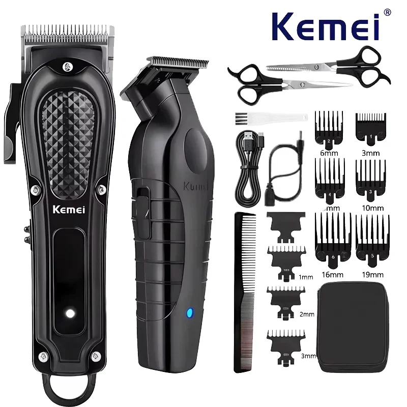 Kemei Men's Hair Clipper KM-1071 KM-2299 Cordless Hair Clipper Men's Beard Trimmer Electric Haircut Beauty Kit