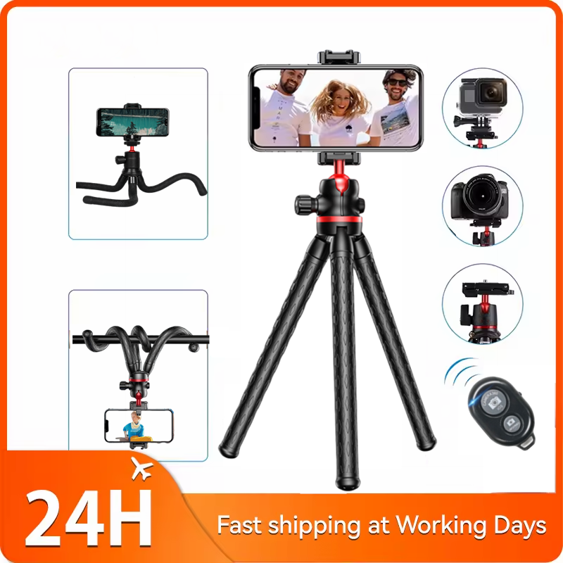 VBNBV trípode de pulpo Flexible portátil DSLR 2 en 1 trípode de con soporte para teléfono zapata fría lateral tornillo de 1/4 ''para cámara