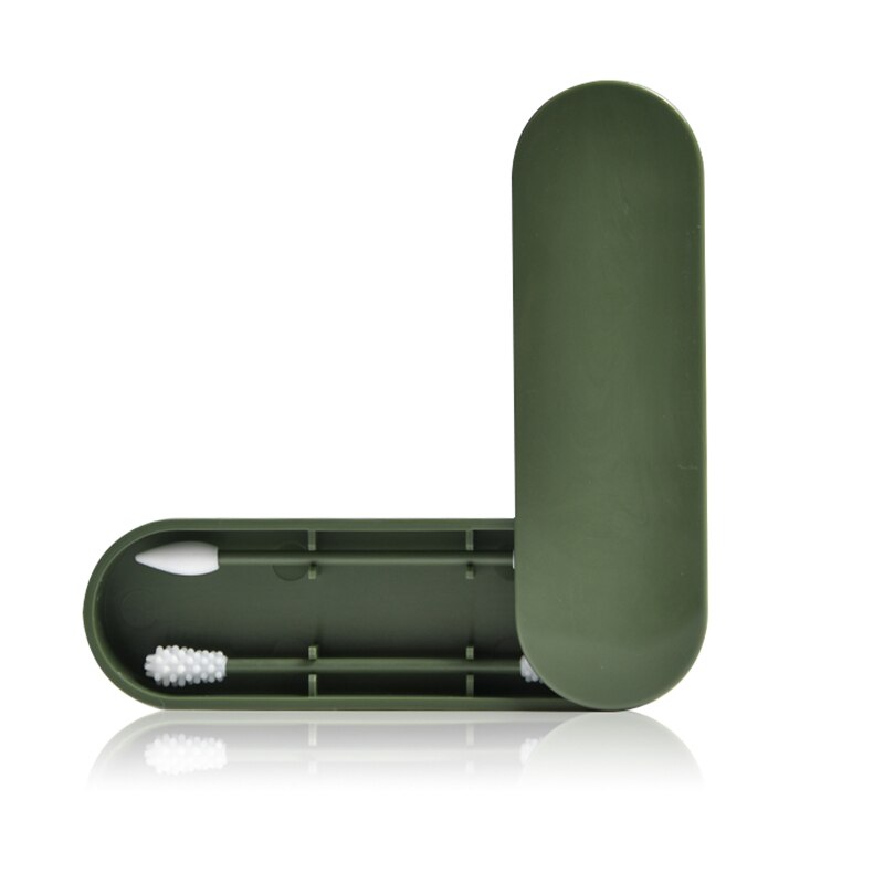 2 pièces/boîte coton-tige réutilisable oreille nettoyage cosmétique Silicone bourgeons écouvillons bâtons Double tête recyclage pour le nettoyage des outils de maquillage: Green
