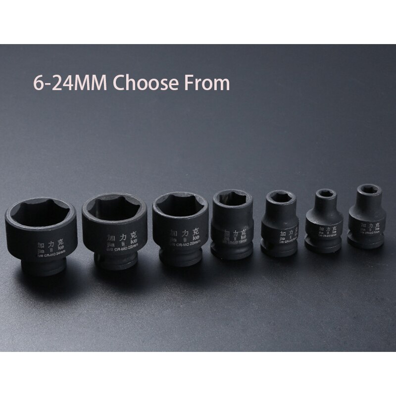 3/8" Short Impact Socket Adopter Air Sockets 6 Point 6-24MM Air Pneumatic Socket Wrench Head for Electric Impact Air Pneumatic