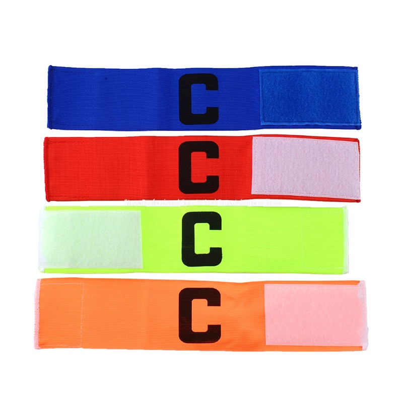 Promotional Football Soccer Flexible Sports Adjustable Player Bands Fluorescent Captain Armband Soccer Accesory