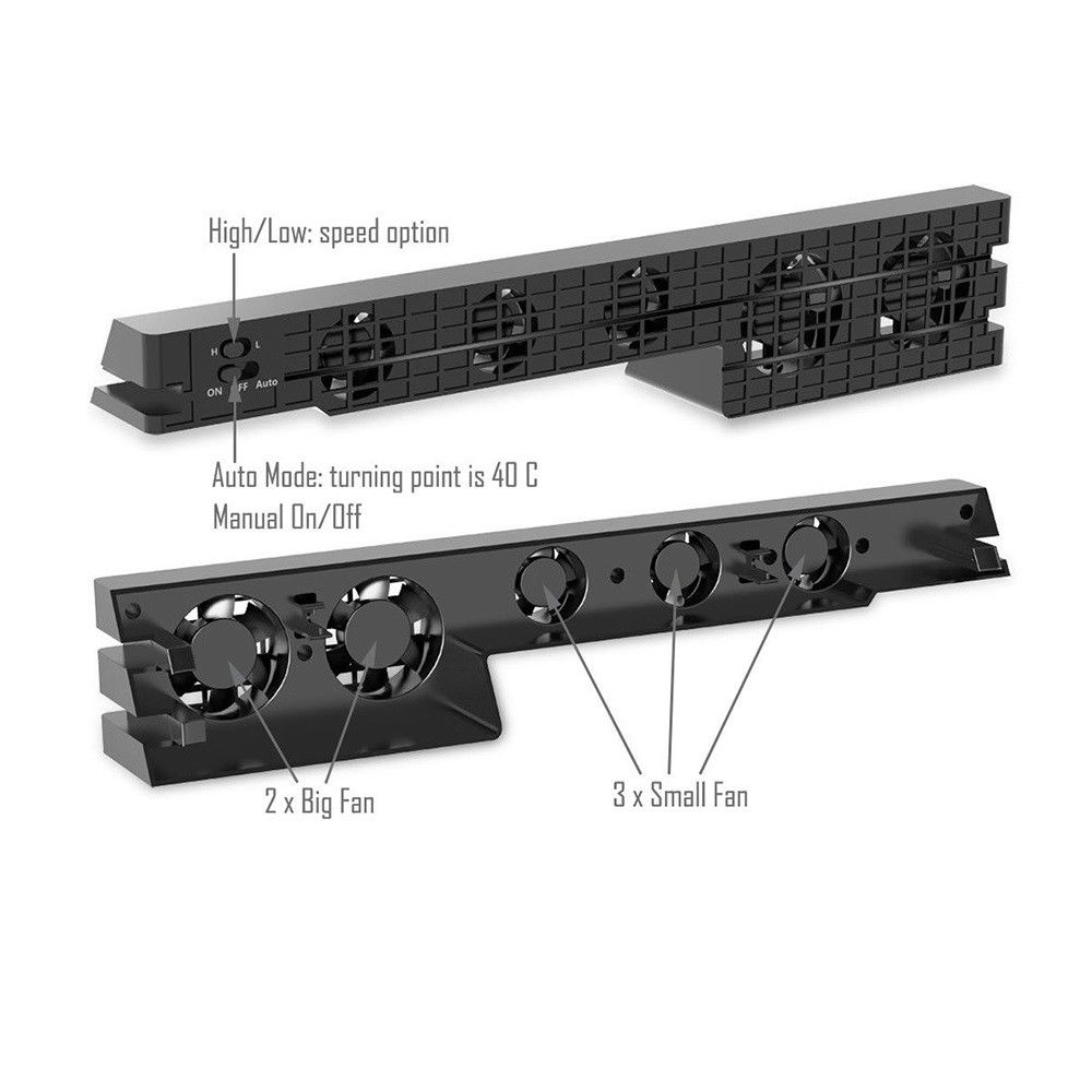 5-Fan Super Turbo Temperatur Kontrolle Lüfter Kühler Wärme Absaugung für Sony PS4 Profi Konsole
