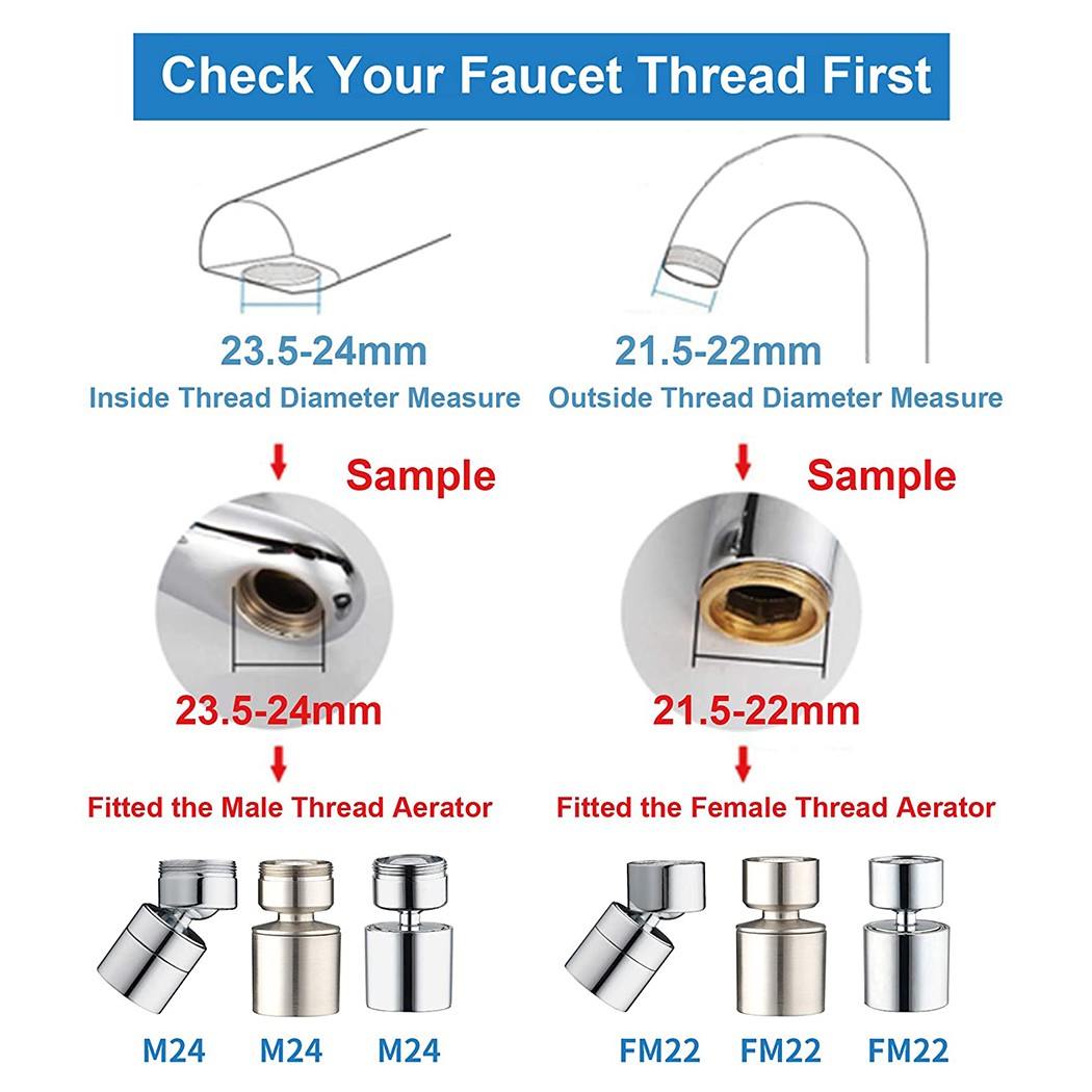 Keukenkranen Kop 360° ° Draai kraan Swivel End Diffuser Adapter Filter M24 Keukenkraan Beluchter Badkraan Connectors