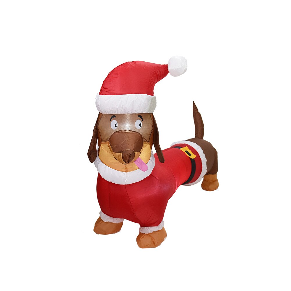 4FT Dachshund Weiner Dog Air Blown Inflatable Outdoor Toys Puppy Dog Christmas Yard Lawn Party Decoration with LED Light