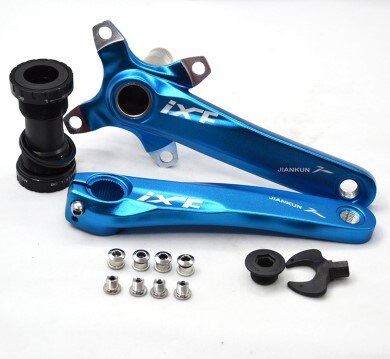 IXF – pédalier de vtt 104BCD, bras de pédalier intégré en alliage d&#39;aluminium ultraléger de 170mm avec support de pédalier BB: Blue