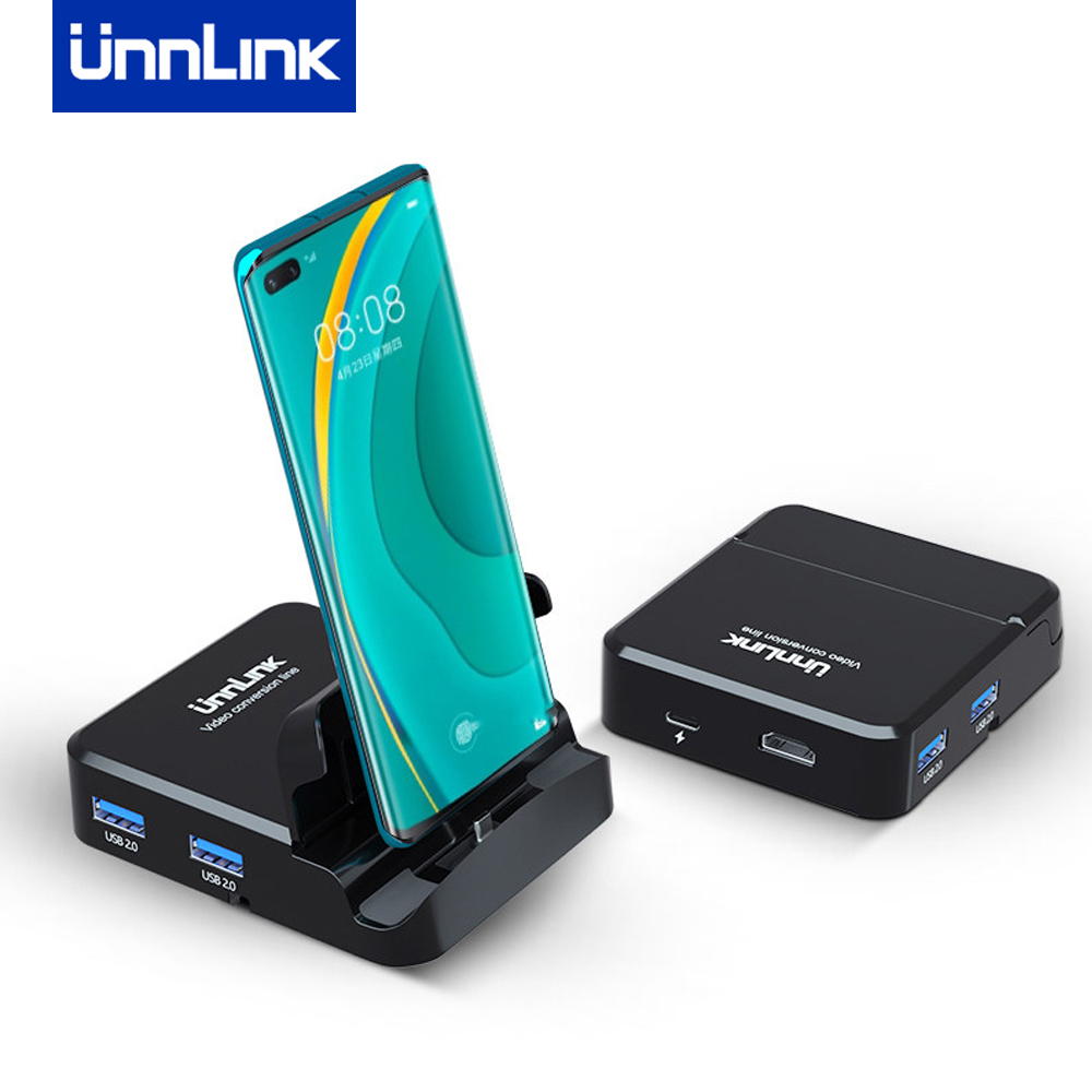 Unnlink Type C Dock Station HUB 4K USB 3.0 HDMI-compatible TF SD 15W Charge Docking Adapter for S9 S10 S20 P20 P30 P40 Pro Dex