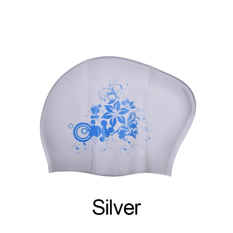Silicone Swimming Cap For Long Hair Women's Waterproof Swim Caps Ladies Diving Hood Hat For Kids Garras Natacion Casquette: Silver