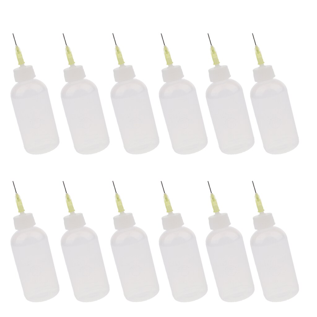 12X50Ml Lijm Olie Applicator Fles Clear Precisie Tip Quilling Flessen