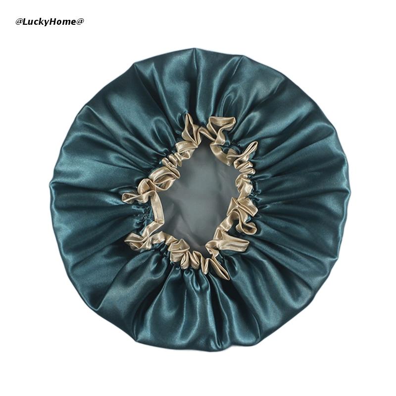 Bonnet de bain épais Double couche, imperméable, pour femmes, accessoires de salle de bain, pour voyage, Spa, hôtel, maison: Luxury green