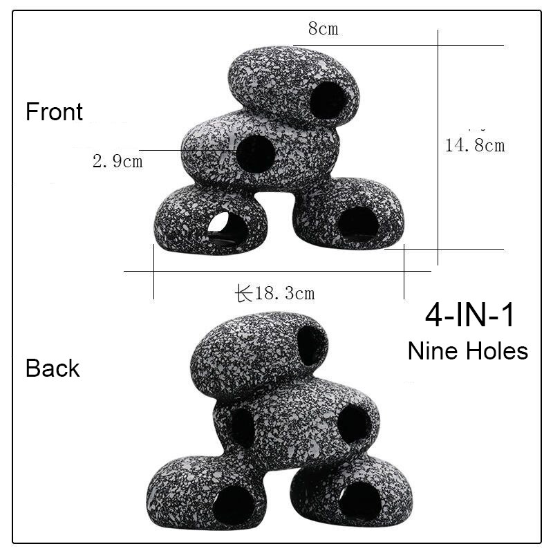 Ceramic Aquarium Cave Ornament – Fish Tank Rock Hideout For Shrimp & Pleco Breeding