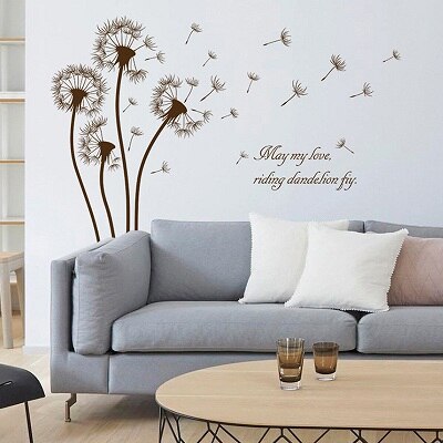 Veggklistremerke pvc plante flerfarget blomst vegg klistremerker tre stor flyttbar tv bakgrunn wallstickers rom dekorasjon: Løvetann a