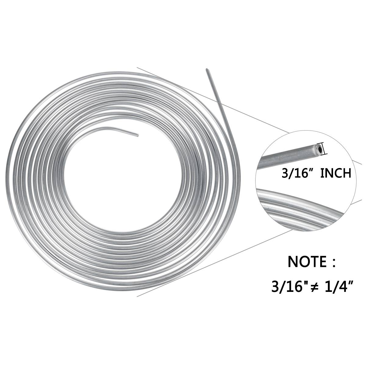 25Ft Coil Roll of 3/16"OD Steel Zinc Brake Transmission Line Fuel Tubing Kit with 16 Fittings Replacement Accessories 7.62m