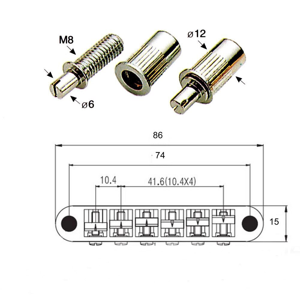 Dopro Gitarre Tune-o-Matic Piezo Bridge Pickup LP Piezo Gitarre Bridge Pickup für Les Paul/SG/ES Chrom/Schwarz/Gold