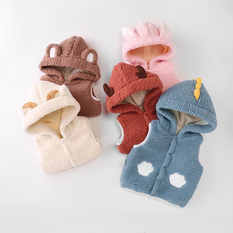 Baby Vest Unisex Polyester Hooded Baby Meisje Kleding Cartoon Jas Mouwloze Uitloper Baby Boy Kleding Herfst Winter