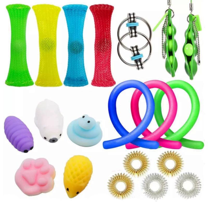 Figet Speelgoed Anti-Stress Speelgoed Set Stretchy Snaren Marmeren Reliëf Volwassenen Meisje Kinderen Zintuiglijke Antistress Relief Fidget Speelgoed