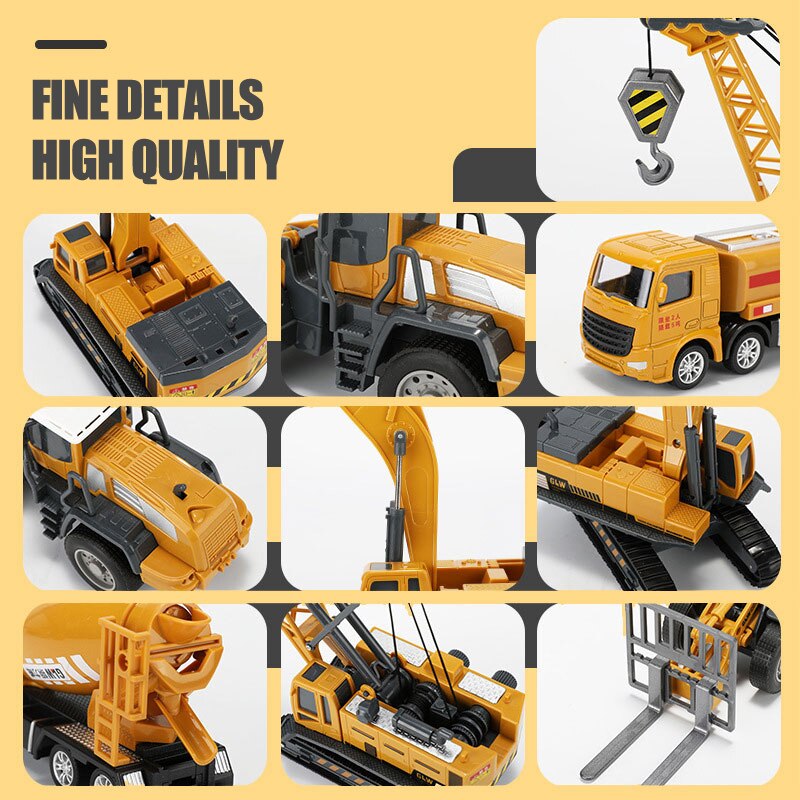 Legering Techniek Auto Vrachtwagen Speelgoed Voor Jongens Xmas Verjaardag Bulldozer Graafmachine Heftruck Voertuigen Kinderen Onderwijs Speelgoed Juguetes