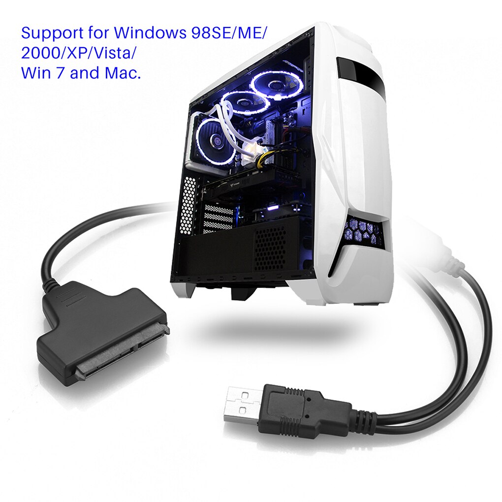 SATA to Dual USB 2.0 22pin Adapter Cables 2.5inch 7+15Pin SATA Data Power Cable 2.5'' Hard Disk Drive Converter