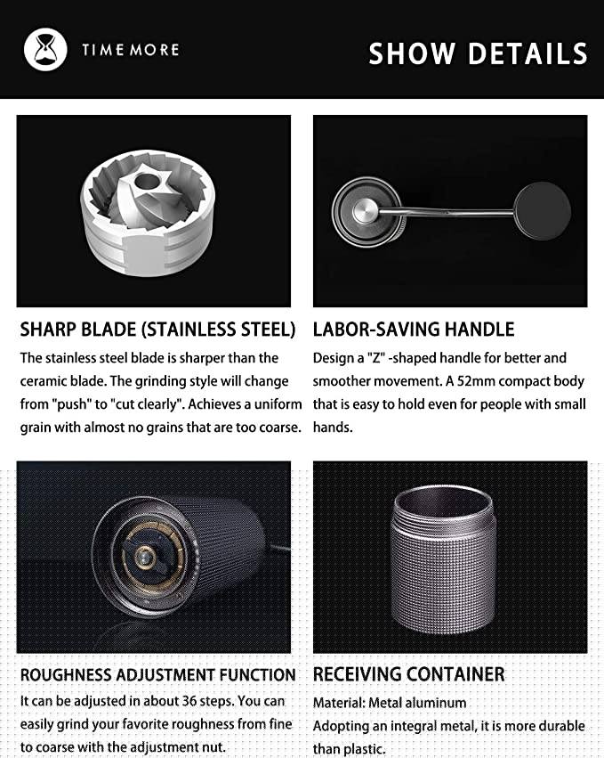 TIMEMORE upgrade Chestnut C2 Manual Coffee Grinder Portable Hand Grinder Mill With Double Bearing Positioning