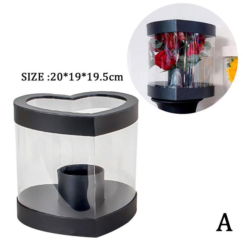Round Heart Shape Flower Box Transparent Bouquet Box Fresh Flower Packaging Layer Bouquet Mini Box Valentines Day: A