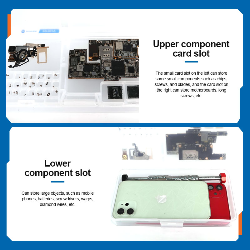 2pcs/lot SUNSHINE SS-001A Multifunctional Storage Box For Mobile Phone Motherboard IC Parts Repair Tools Container Collector
