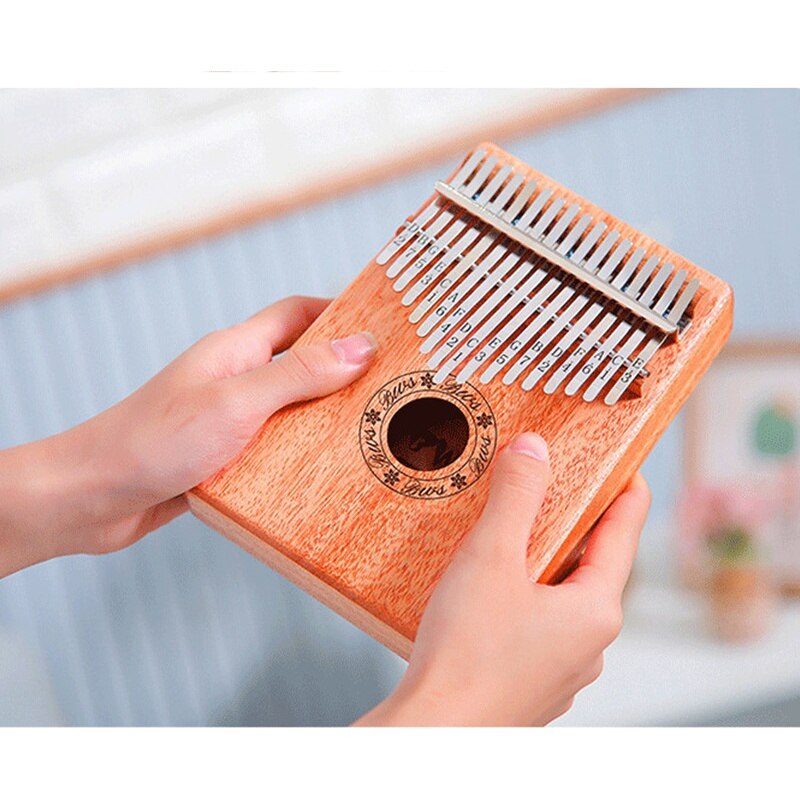Kalimba 17-Key Thumb Piano Mahonie Fineer Geïntegreerde Kalimba Muziekinstrument Kinderen Beginner Draagbare Vinger Piano