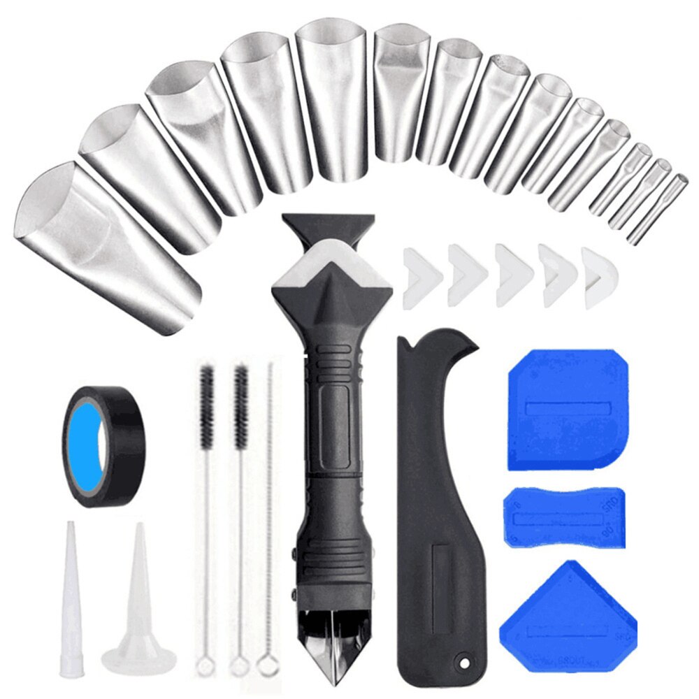 Breeuwen Nozzle 3 In 1 Spatel Zachte En Harde Plastic Mond Schraper Boord Rvs 3 In 1 Pak 31 stukken Tool Set