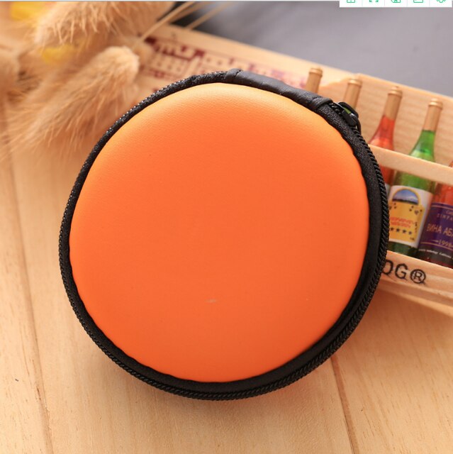 À prova de choque bolsa de moedas pequenos doces cor redonda sacos armazenamento organizadores fone ouvido bolsa: Orange