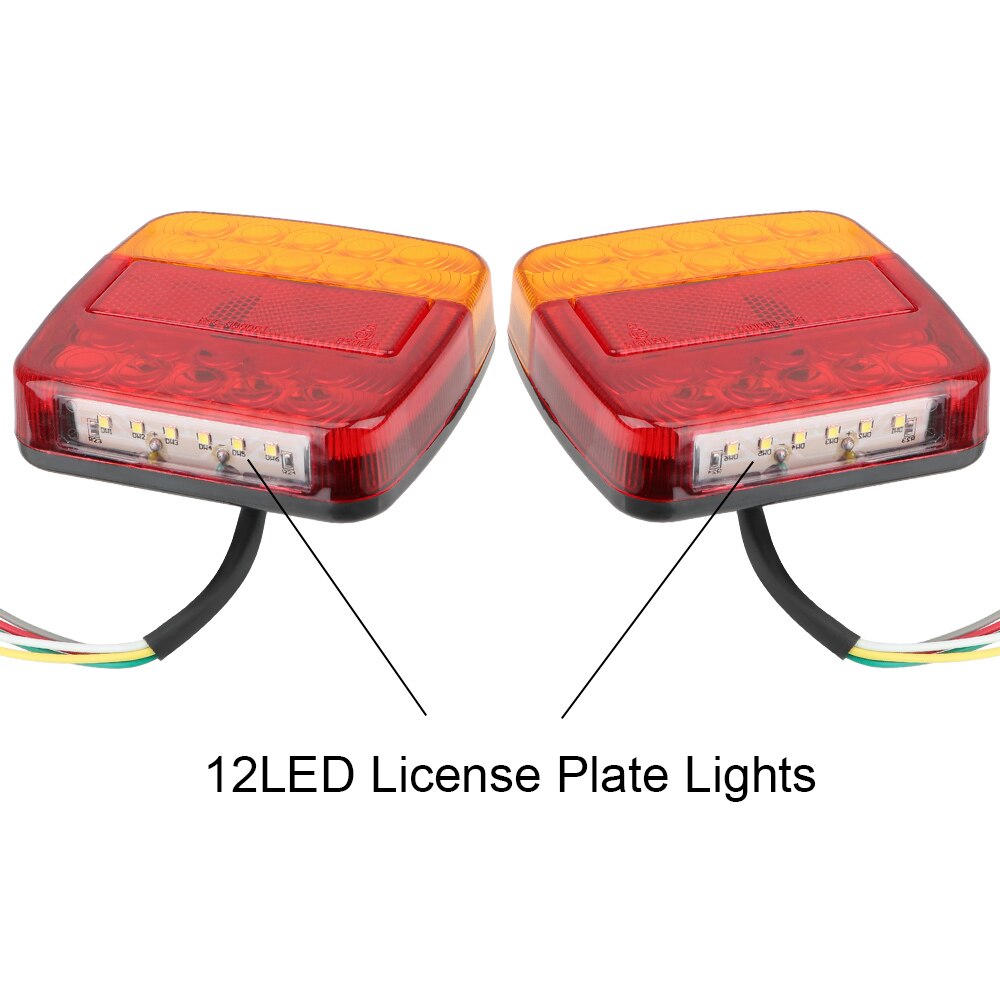 1 Pair 2pcs 12V Universal Car Lights LED Car Trailer Truck Taillight Brake Stop Turn Signal Light AS+ABS Shock Resistant