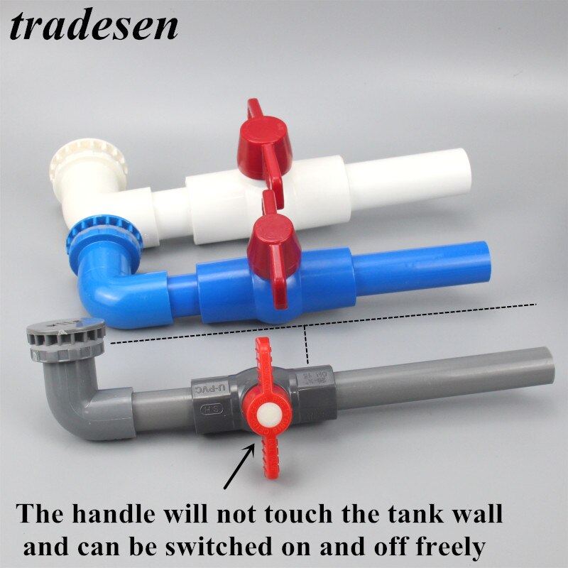 PVC Tank Elbow Drainage + Ball Valve + Pipe Fitting Connector For Aquarium Fish Tank UPV Pipe Adapter water Tank with Drainage