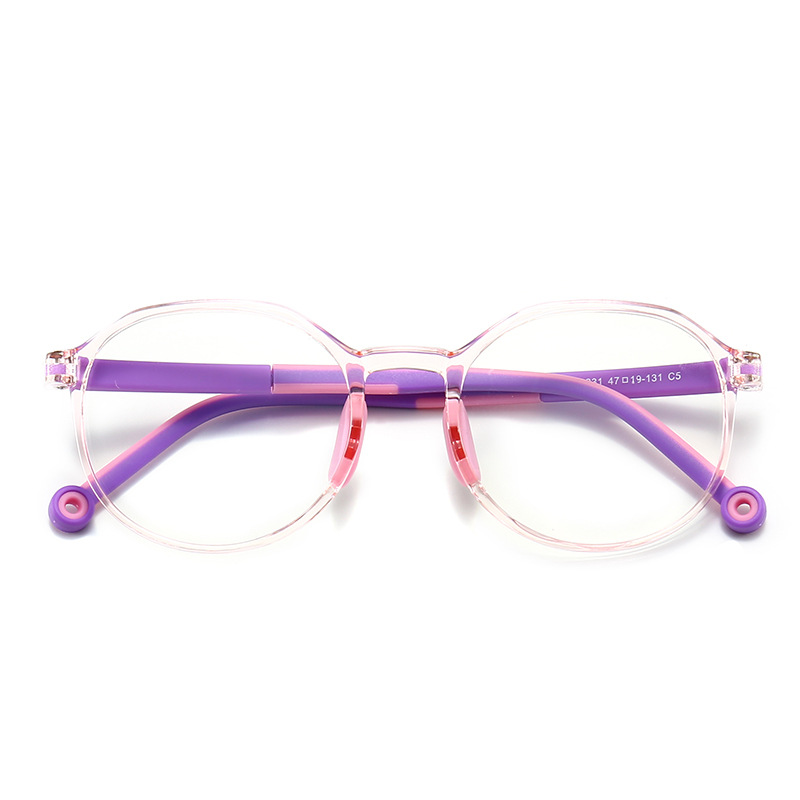 Gafas redondas para niños y niñas, lentes con montura óptica, bloqueo transparente, para estudiantes: C5Clear-Purple