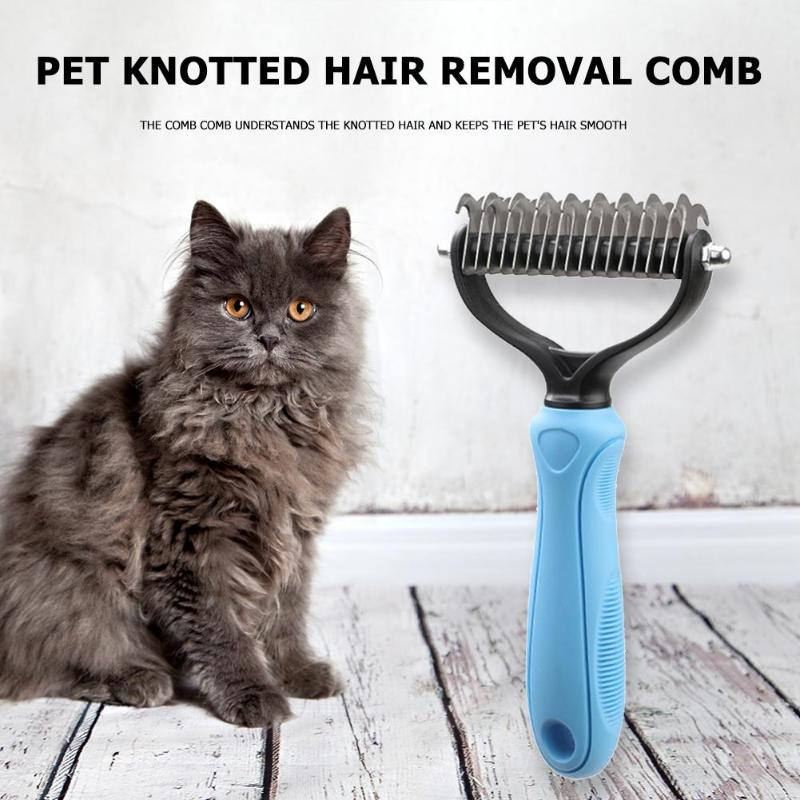 Peigne de coupe de noeud de fourrure pour animaux de compagnie enlever râteau toilettage brosse de perte râteau peigne pour chien chat cheveux outils de toilettage fournitures pour animaux de compagnie