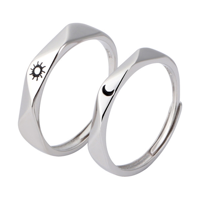 1 paio di anelli per coppie Sun Moon Lover Set promessa fedi nuziali uomo donna gioielli: A