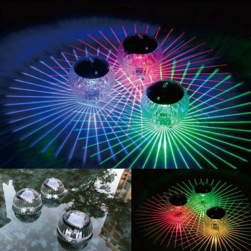 LED Disco Ball Light Swimming Pool Waterproof LED Solar Power Multi Color Changing Water Drift Lamp Floating Light Underwater