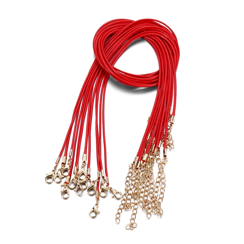 10 unids/lote 1,5mm cordón de cuero COLLAR COLGANTE con cierre cuerda trenzada ajustable para fabricación de joyería DIY collar pulsera Acces: Granate