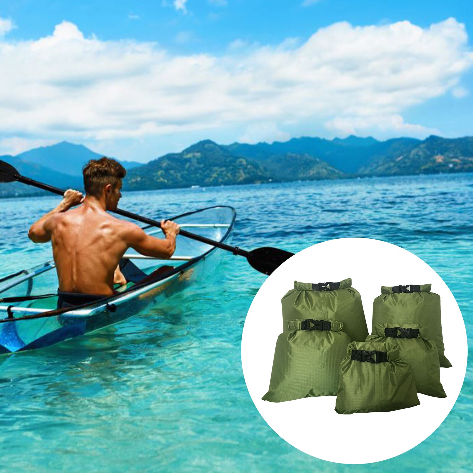 5 Pcs/Set Outdoor Swimming Waterproof Bag Camping Rafting Storage Dry Bags