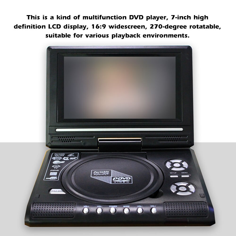 7.8" 16:9 Widescreen 270° Rotatable LCD Screen Home Car TV Portable VCD MP3 Viewer with Game Function Multifunction DVD Player
